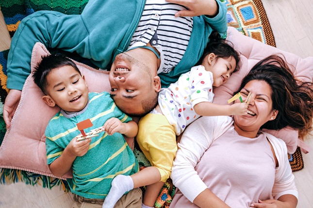 A family with small children enjoying time together